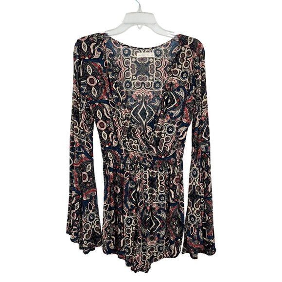 Abercrombie & Fitch Paisley Romper Juniors M Used Long Sleeve Flare - Picture 15 of 15